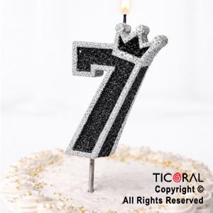 VELA NUMERO CORPOREO CON GIBRE PLATA N.7 x 1